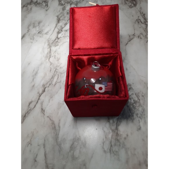 Christmas Ornament Reverse Painted Glass Collectible World and Flag - Picture 5 of 6